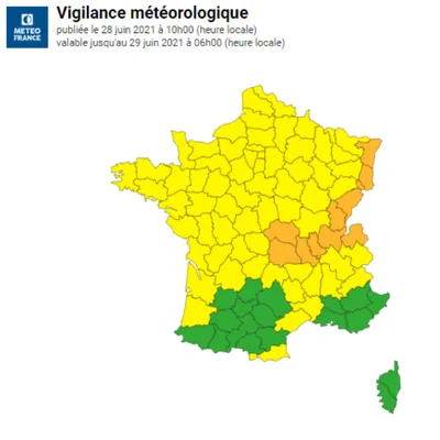 Carte alerte météo 28062021